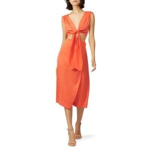 Nicholas Cut Out Tie Front Midi Dress